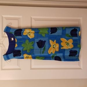 Harold's Blue Sleeveless Dress with Flowers, Size 4
